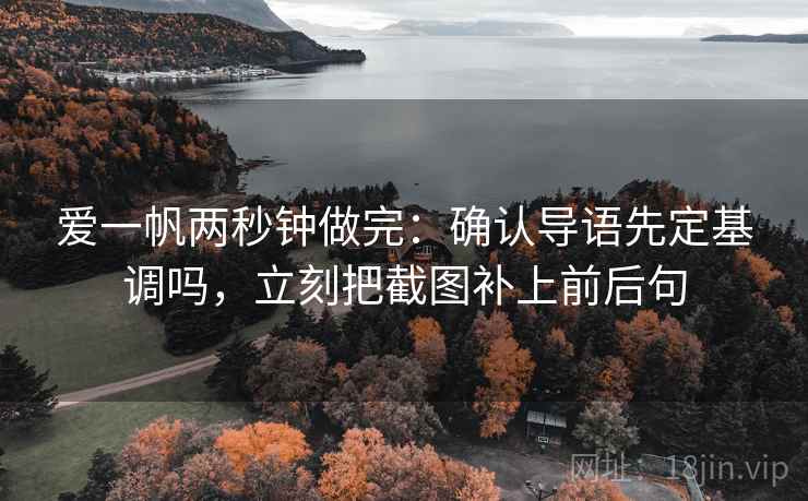 爱一帆两秒钟做完：确认导语先定基调吗，立刻把截图补上前后句