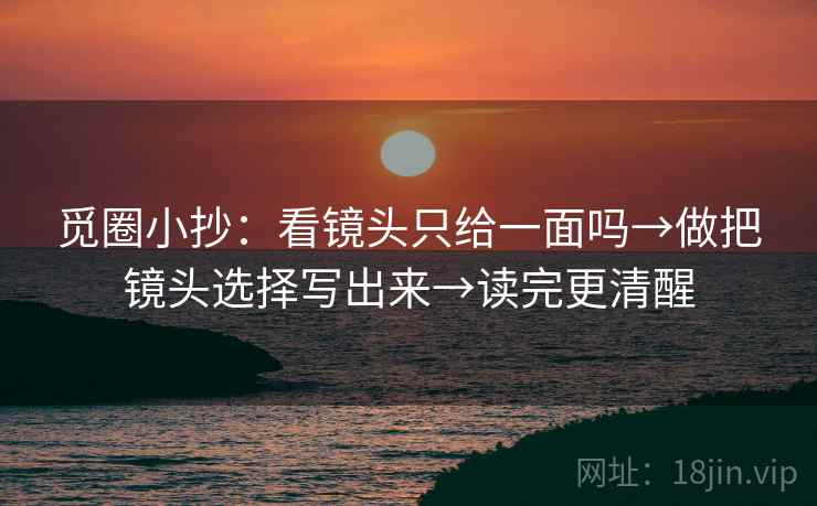 觅圈小抄：看镜头只给一面吗→做把镜头选择写出来→读完更清醒